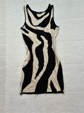 Micas Black & Cream Zebra-Print Mini Dress